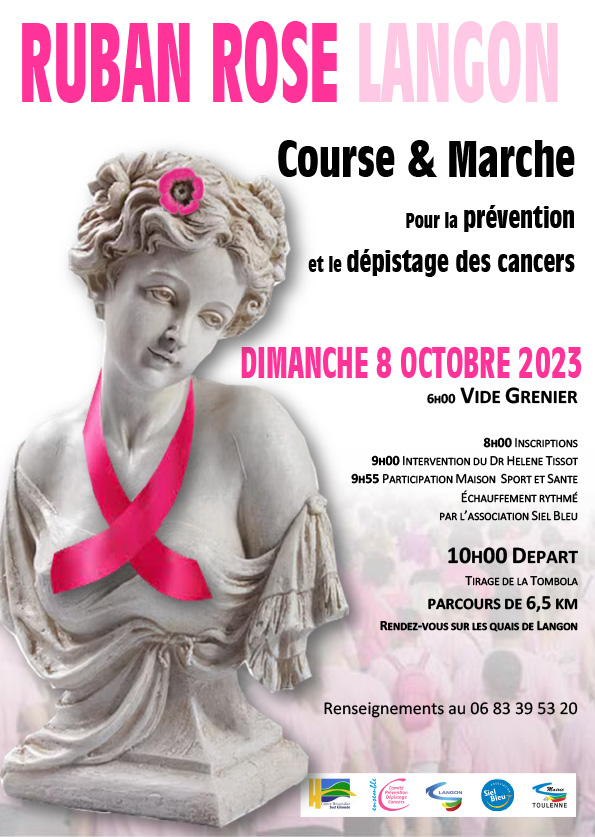 Ruban rose course marche vide grenier